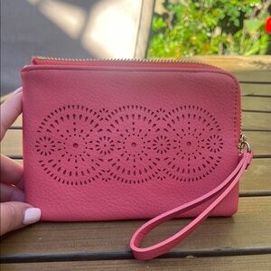 Old Navy Coral Perforated Wristlet Clutch “NW0T”